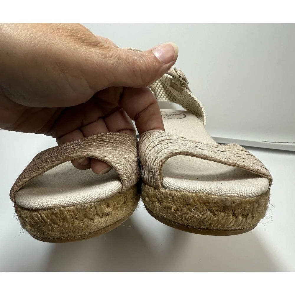 Toni Pons Origens Open Toe Wedge Espadrille Sandals In Natural Sz 8 New